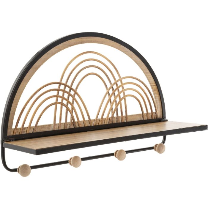 Mauro Ferretti wandplank Oporto met haken 46x15,5x30 cm zwart bruin