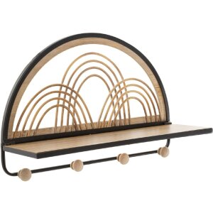 Mauro Ferretti wandplank Oporto met haken 46x15,5x30 cm zwart bruin