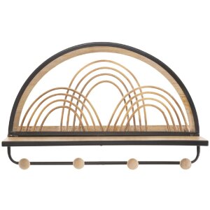 Mauro Ferretti wandplank Oporto met haken 46x15,5x30 cm zwart bruin