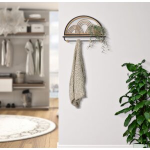 Mauro Ferretti wandplank Oporto met haken 46x15,5x30 cm zwart bruin