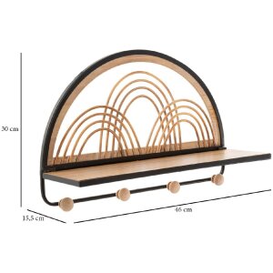 Mauro Ferretti wandplank Oporto met haken 46x15,5x30 cm zwart bruin