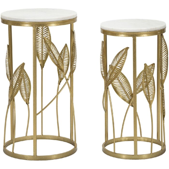 Mauro Ferretti bijzettafel blad set 2 stuks Ø 35x65.5-30x60.5 goud