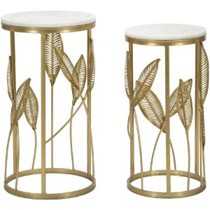 Mauro Ferretti bijzettafel blad set 2 stuks Ø 35x65.5-30x60.5 goud