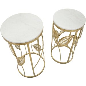 Mauro Ferretti bijzettafel blad set 2 stuks Ø 35x65.5-30x60.5 goud