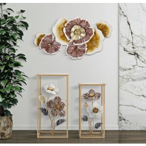 Mauro Ferretti bijzettafel bloemenset 2 stuks 36x36x70-30x30x60 cm veelkleurig