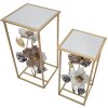 Mauro Ferretti bijzettafel bloemenset 2 stuks 36x36x70-30x30x60 cm veelkleurig