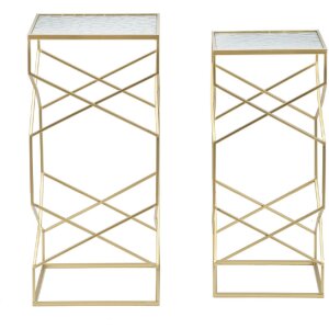 Mauro Ferretti bijzettafelset Glassy 2st 31,5x31,5x68 en 28x28x64 cm goud