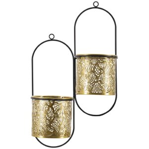 Mauro Ferretti wandvaas Hong dubbel 27x14x48 cm zwart goud