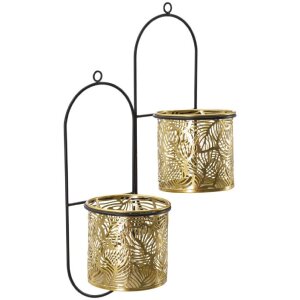 Mauro Ferretti wandvaas Hong dubbel 27x14x48 cm zwart goud