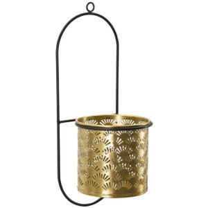 Mauro Ferretti wandvaas Hong 14x14x37 cm zwartgoud