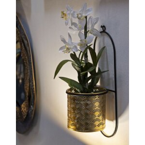 Mauro Ferretti wandvaas Hong 14x14x37 cm zwartgoud