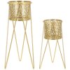 Mauro Ferretti bloemenstandaard Glod set van 2 21x20x46 en 18x18x32 cm goud