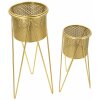 Mauro Ferretti bloemenstandaard Glat set van 2 21x20x46 en 18x18x32 cm goud
