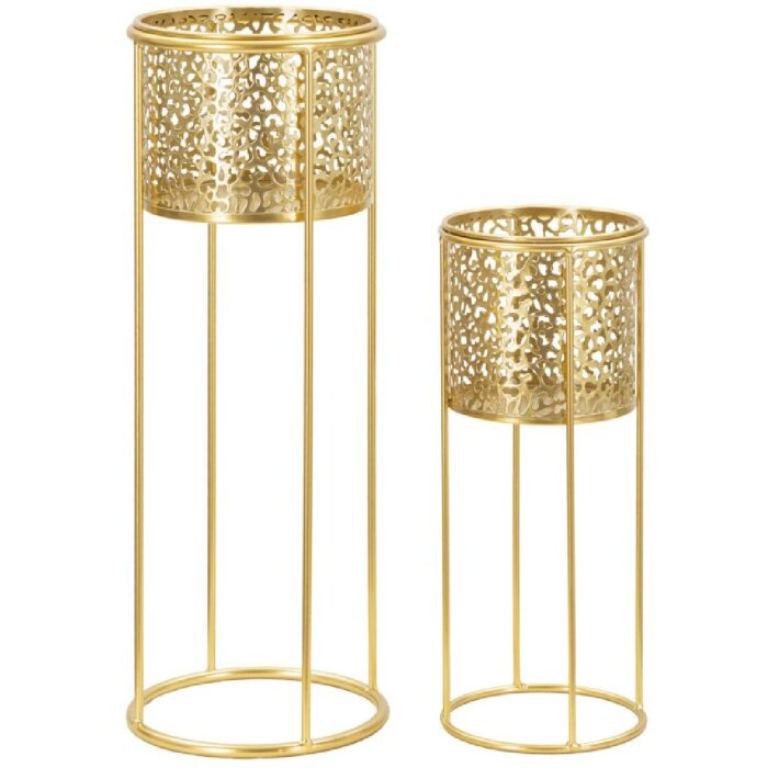 Mauro Ferretti bloemenstandaard Nat set van 2 Ø 17x46 en Ø 14x34 cm goud