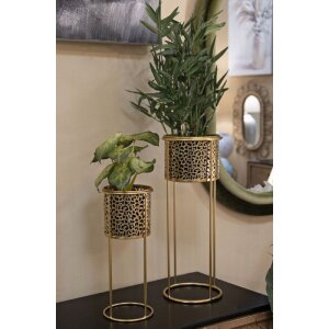 Mauro Ferretti bloemenstandaard Nat set van 2 Ø 17x46 en Ø 14x34 cm goud