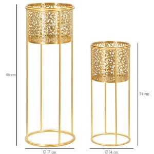 Mauro Ferretti bloemenstandaard Nat set van 2 Ø 17x46 en Ø 14x34 cm goud