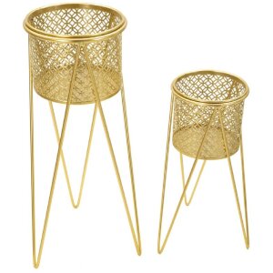 Mauro Ferretti bloemenstandaard Nat set van 2 21x20x46 en 18x18x32 cm goud