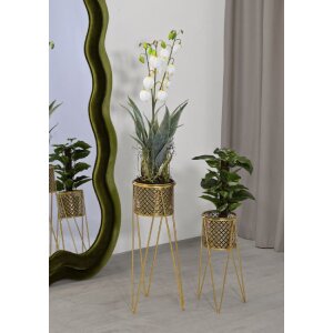 Mauro Ferretti bloemenstandaard Nat set van 2 21x20x46 en 18x18x32 cm goud