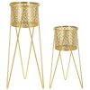 Mauro Ferretti bloemenstandaard Nat set van 2 21x20x46 en 18x18x32 cm goud