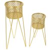Mauro Ferretti bloemenstandaard Nat set van 2 21x20x46 en 18x18x32 cm goud