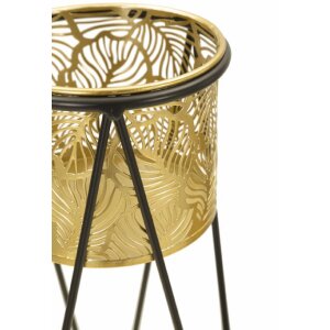 Mauro Ferretti Drak bloemenstandaard set van 2 21x20x46 en 18x18x32 cm zwartgoud