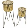 Mauro Ferretti Drak bloemenstandaard set van 2 21x20x46 en 18x18x32 cm zwartgoud