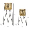 Mauro Ferretti Drak bloemenstandaard set van 2 21x20x46 en 18x18x32 cm zwartgoud