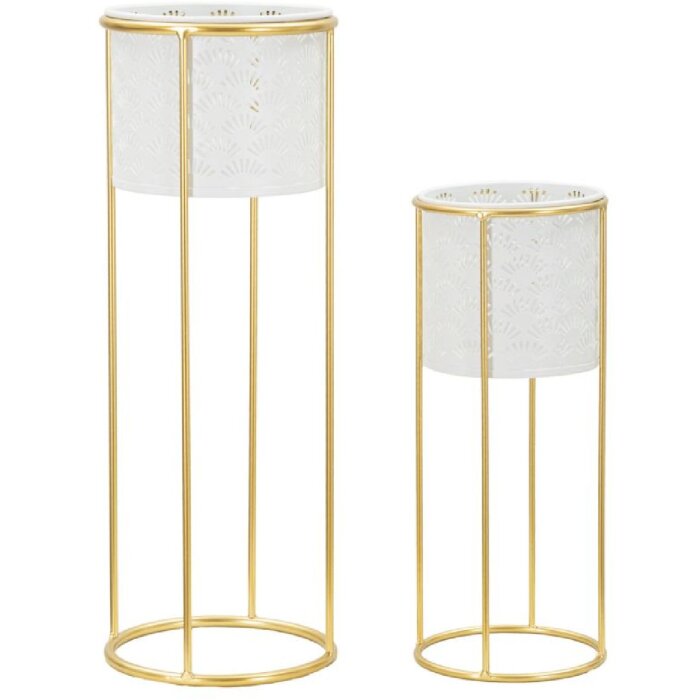 Mauro Ferretti bloemenstandaard Whity set van 2 Ø 17x46 en 14x34 cm witgoud