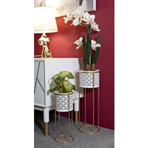 Mauro Ferretti bloemenstandaard Whity set van 2 Ø 17x46 en 14x34 cm witgoud