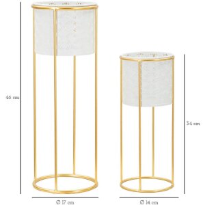 Mauro Ferretti bloemenstandaard Whity set van 2 Ø 17x46 en 14x34 cm witgoud