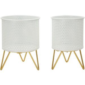 Mauro Ferretti Gaspy bloemenstandaard set van 2 Ø 16x20 en 13x20 cm witgoud