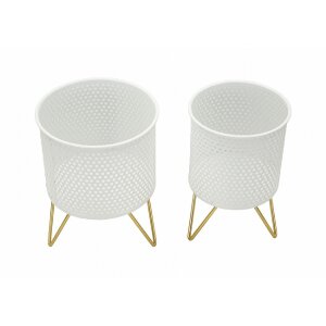Mauro Ferretti Gaspy bloemenstandaard set van 2 Ø 16x20 en 13x20 cm witgoud
