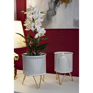Mauro Ferretti Gaspy bloemenstandaard set van 2 Ø 16x20 en 13x20 cm witgoud