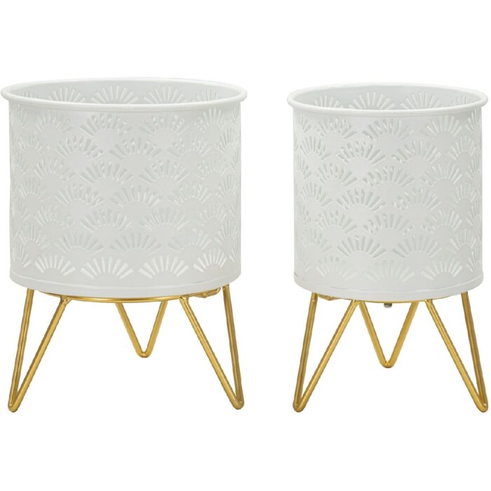 Mauro Ferretti Carly bloemenstandaard set van 2 Ø 16x20 en 13x20 cm witgoud