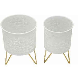 Mauro Ferretti Carly bloemenstandaard set van 2 Ø 16x20 en 13x20 cm witgoud