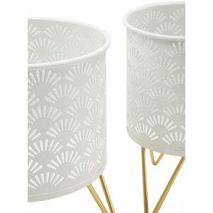 Mauro Ferretti Carly bloemenstandaard set van 2 Ø 16x20 en 13x20 cm witgoud