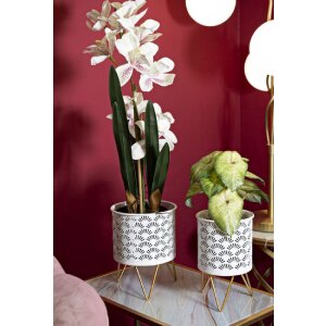 Mauro Ferretti Carly bloemenstandaard set van 2 Ø 16x20 en 13x20 cm witgoud