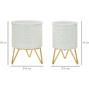 Mauro Ferretti Carly bloemenstandaard set van 2 Ø 16x20 en 13x20 cm witgoud