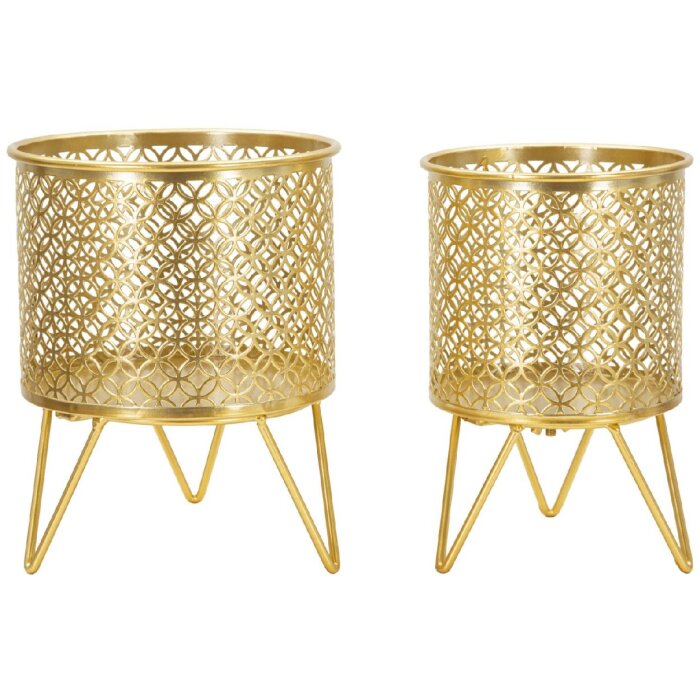 Mauro Ferretti Ceci bloemenstandaard set van 2 Ø 16x20 en 13x20 cm goud