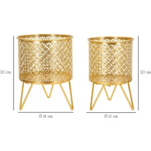 Mauro Ferretti Ceci bloemenstandaard set van 2 Ø 16x20 en 13x20 cm goud
