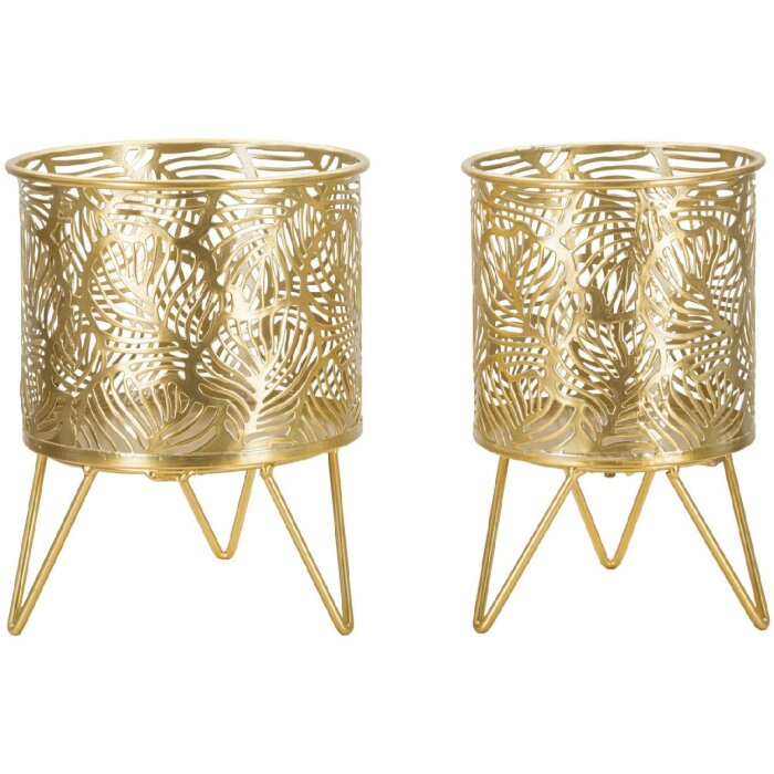 Mauro Ferretti bloemenstandaard Naty set van 2 Ø 16x20 en 13x20 cm goud