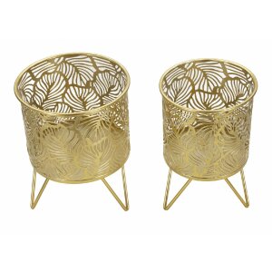 Mauro Ferretti bloemenstandaard Naty set van 2 Ø 16x20 en 13x20 cm goud