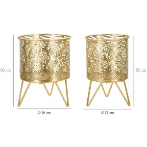 Mauro Ferretti bloemenstandaard Naty set van 2 Ø 16x20 en 13x20 cm goud