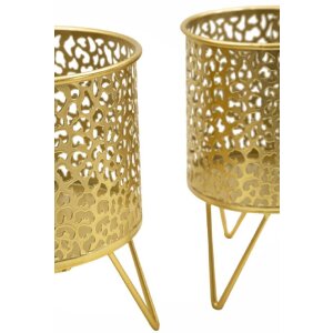 Mauro Ferretti Piny bloemenstandaard set van 2 Ø 16x20 en 13x20 cm goud
