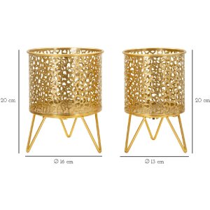 Mauro Ferretti Piny bloemenstandaard set van 2 Ø 16x20 en 13x20 cm goud