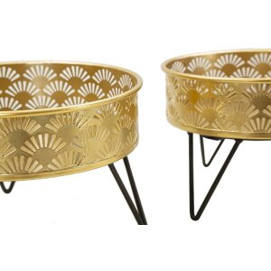 Mauro Ferretti Zanny bloemenstandaard set van 2 Ø 20,5x13 en 18x13 cm zwartgoud