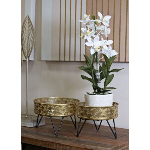 Mauro Ferretti Zanny bloemenstandaard set van 2 Ø 20,5x13 en 18x13 cm zwartgoud