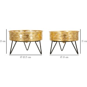 Mauro Ferretti Zanny bloemenstandaard set van 2 Ø 20,5x13 en 18x13 cm zwartgoud