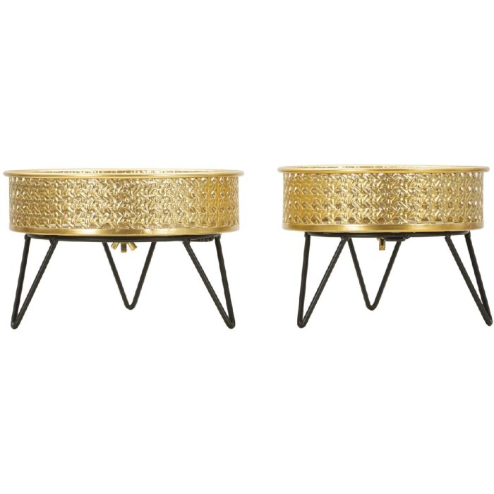 Mauro Ferretti Bossy bloemenstandaard set van 2 Ø 20,5x13 en 18x13 cm zwartgoud
