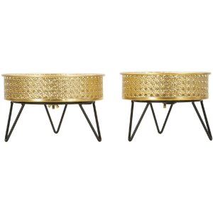 Mauro Ferretti Bossy bloemenstandaard set van 2 Ø 20,5x13 en 18x13 cm zwartgoud
